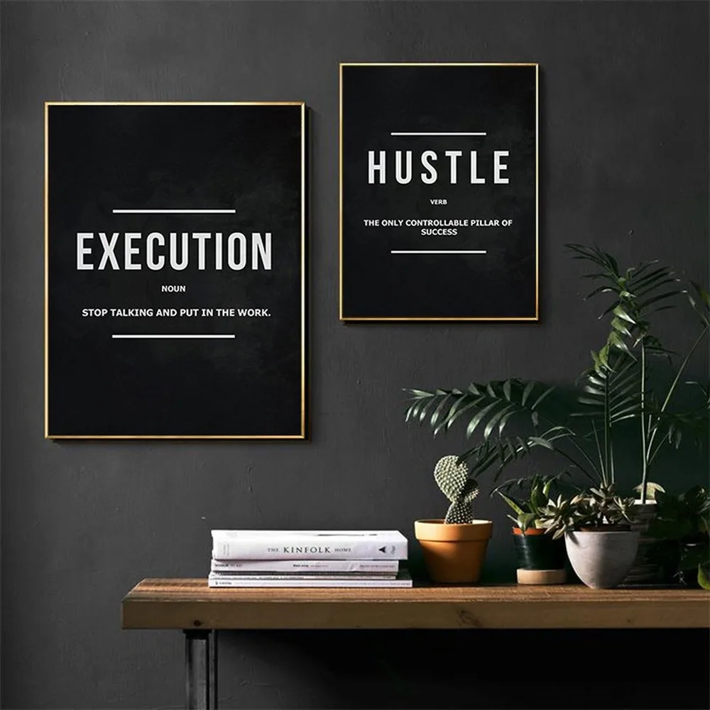 Unternehmer Zitate Inspirierende Leinwand Malerei Triptychon Schwarz