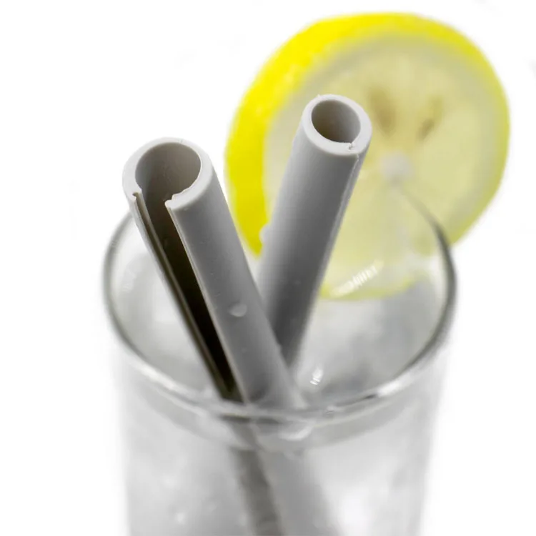 New 2 Pieces Ezip Silicone Straw Set Easy Cleaning Reusable Split