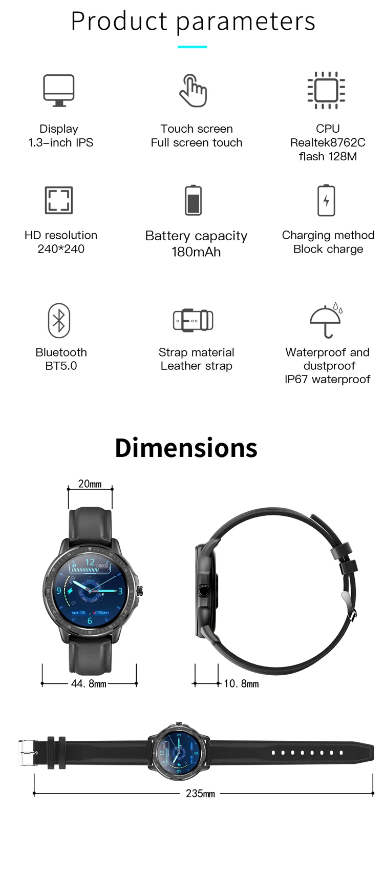 Mobteck-CF19 Smartwatch With Real Time Heart Rate Blood 