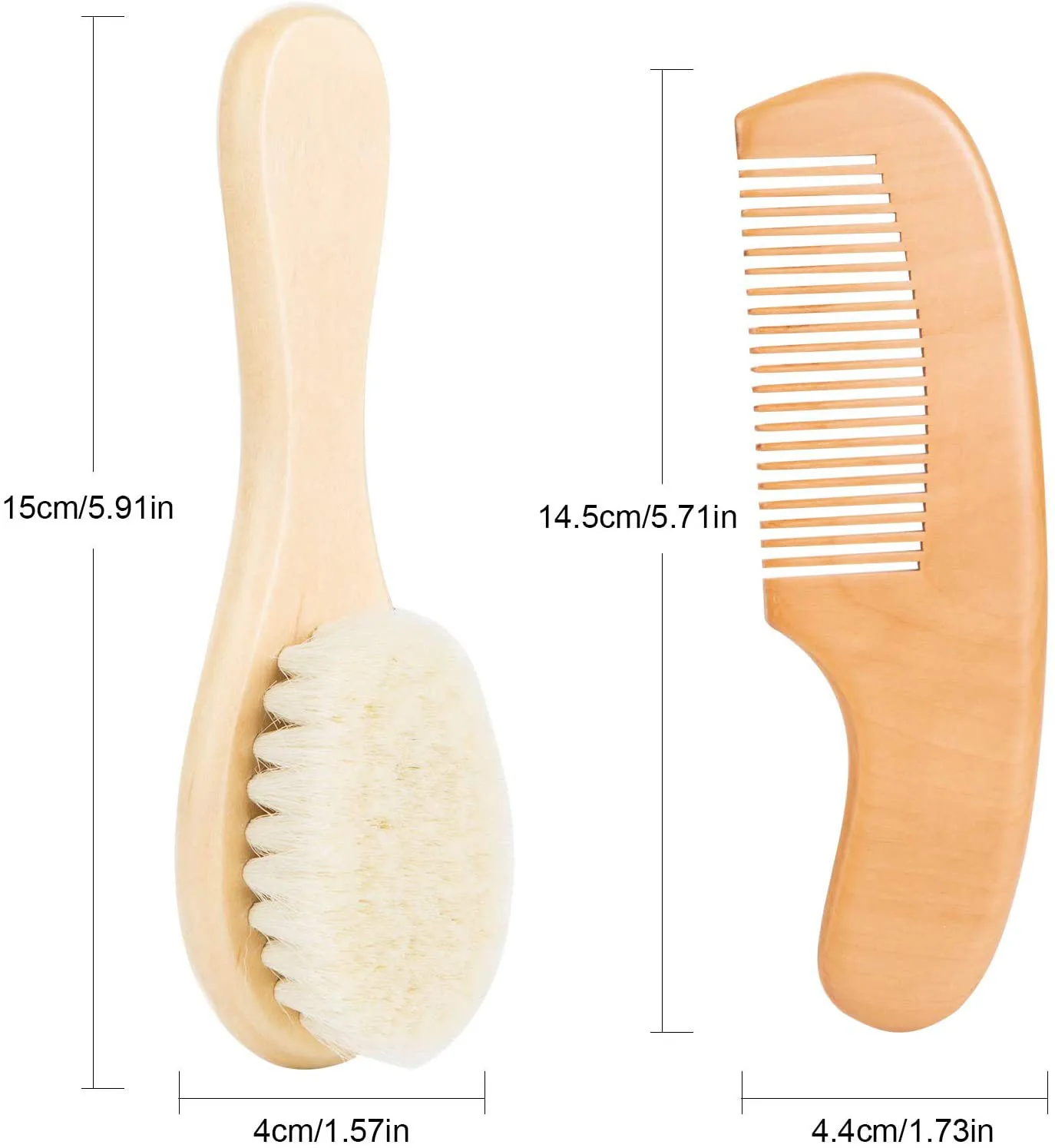 Baby Goat Hair Brush And Comb Set For Newborns & Toddlers Ecofriendly