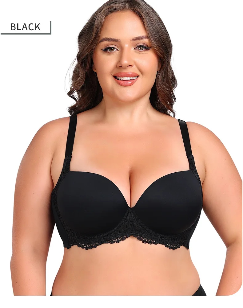 Cross-Border Large Size Bras Anti-Sagging & Breathable V2109005 Model with Steel Ring & Gathered Cups for Large Chest Wholesale
