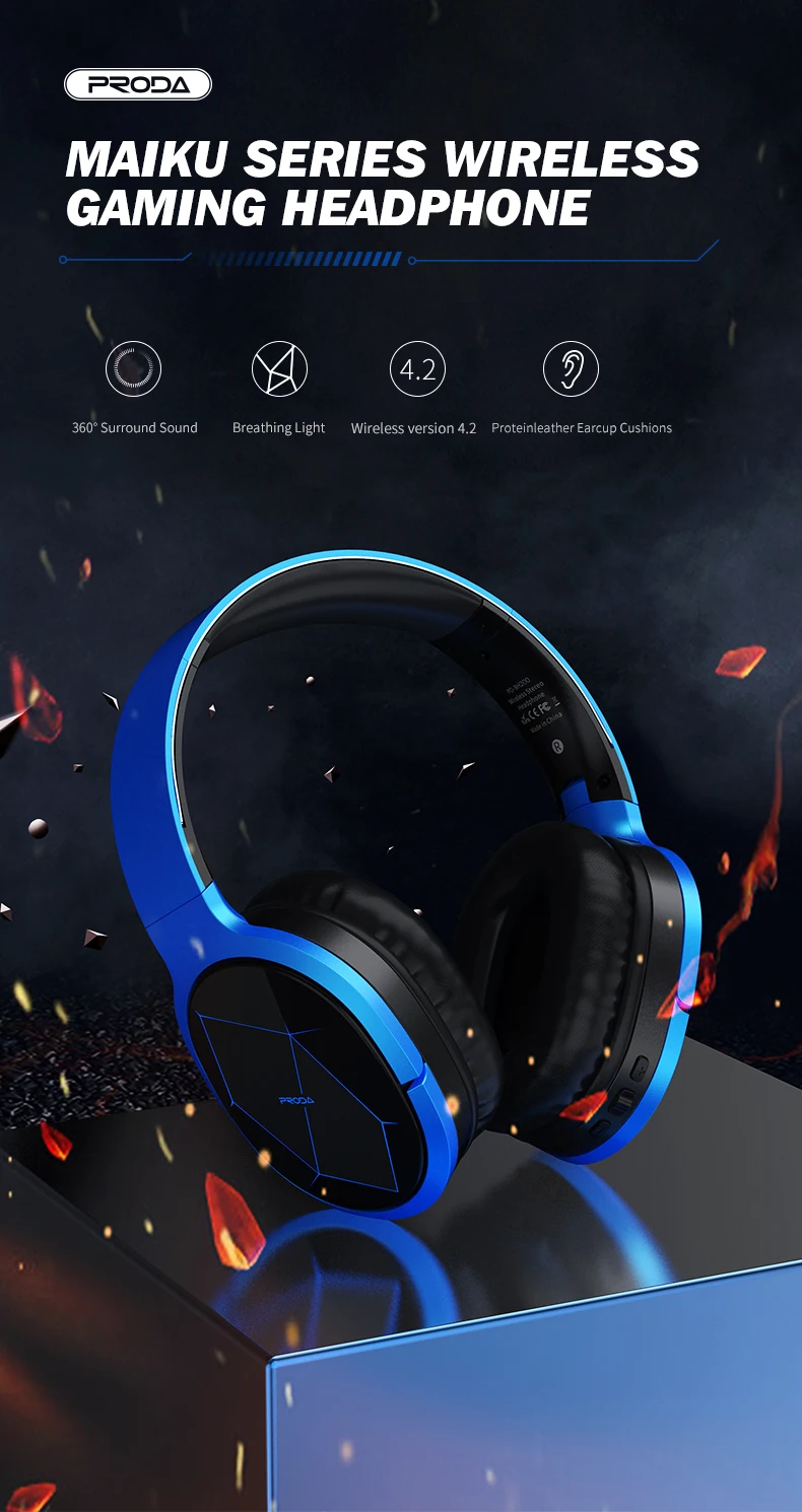 PRODA High Quality Wireless blue tooths Gaming Headphone ,Foldable Wireless Gaming Headset - ANKUX.COM