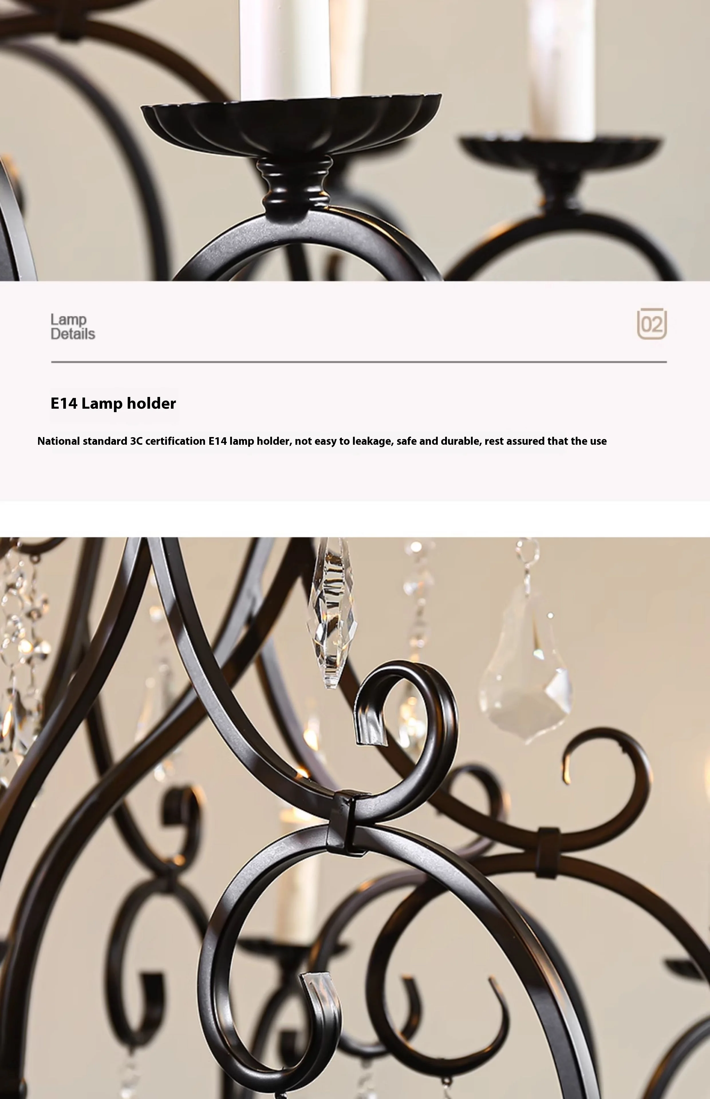 product large vintage retro brass black metal crystal chandelier customized home decor pendant light-20