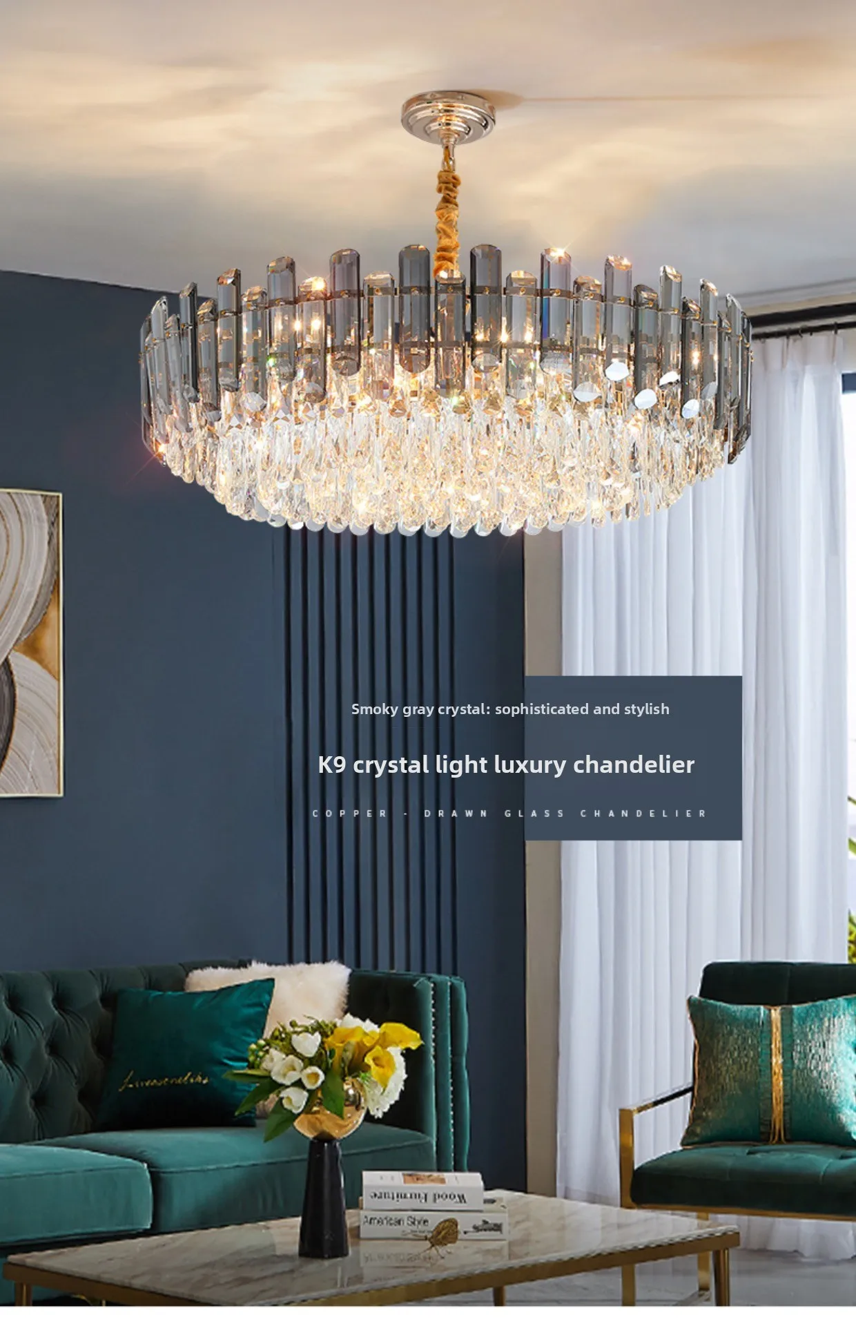 product villa hotel lobby luxurious american style living room postmodern high end light luxury crystal bedroom nordic chandelier-0