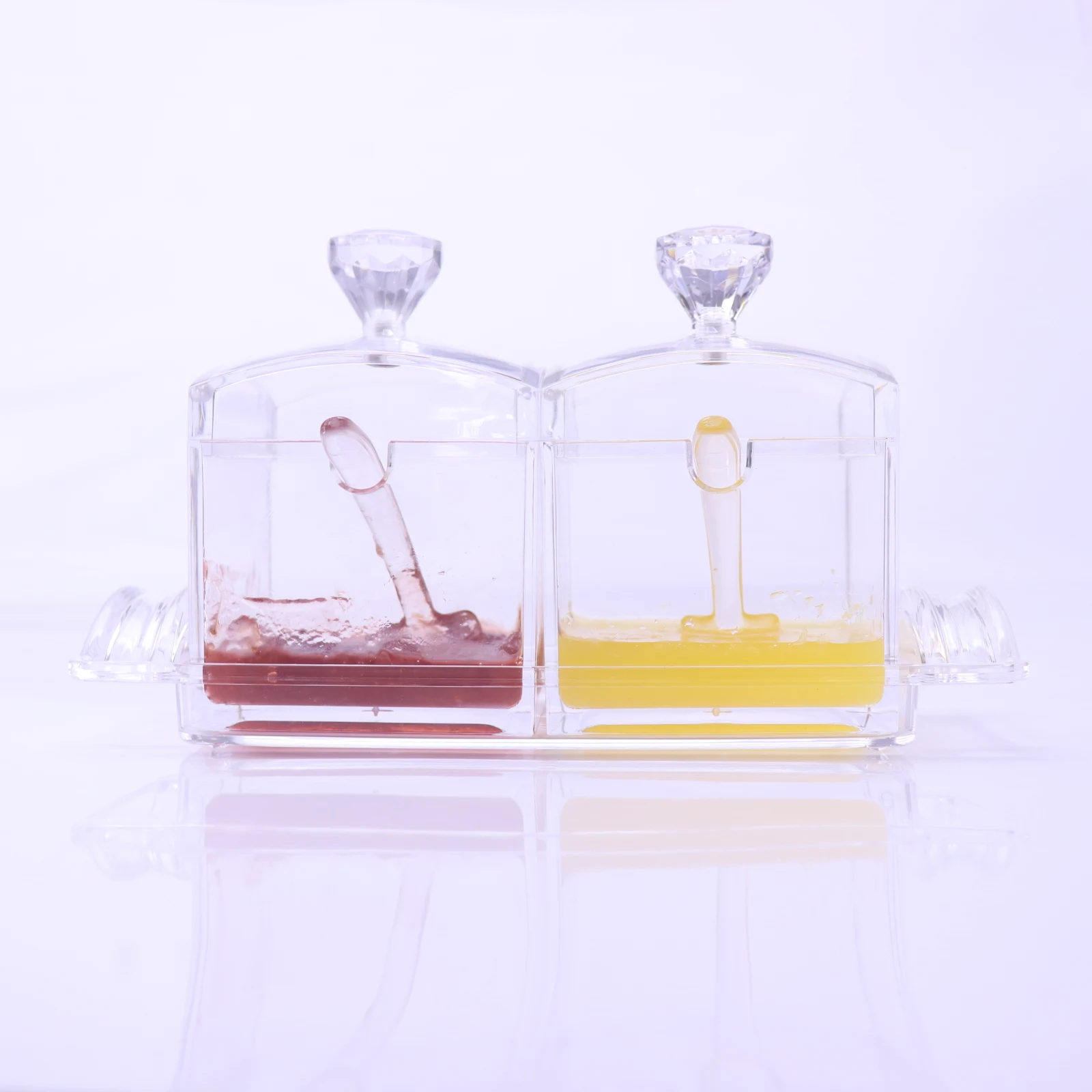 K1064 300ml Acrylic Food Grade Clear Seasoning Sauce Set With Lid