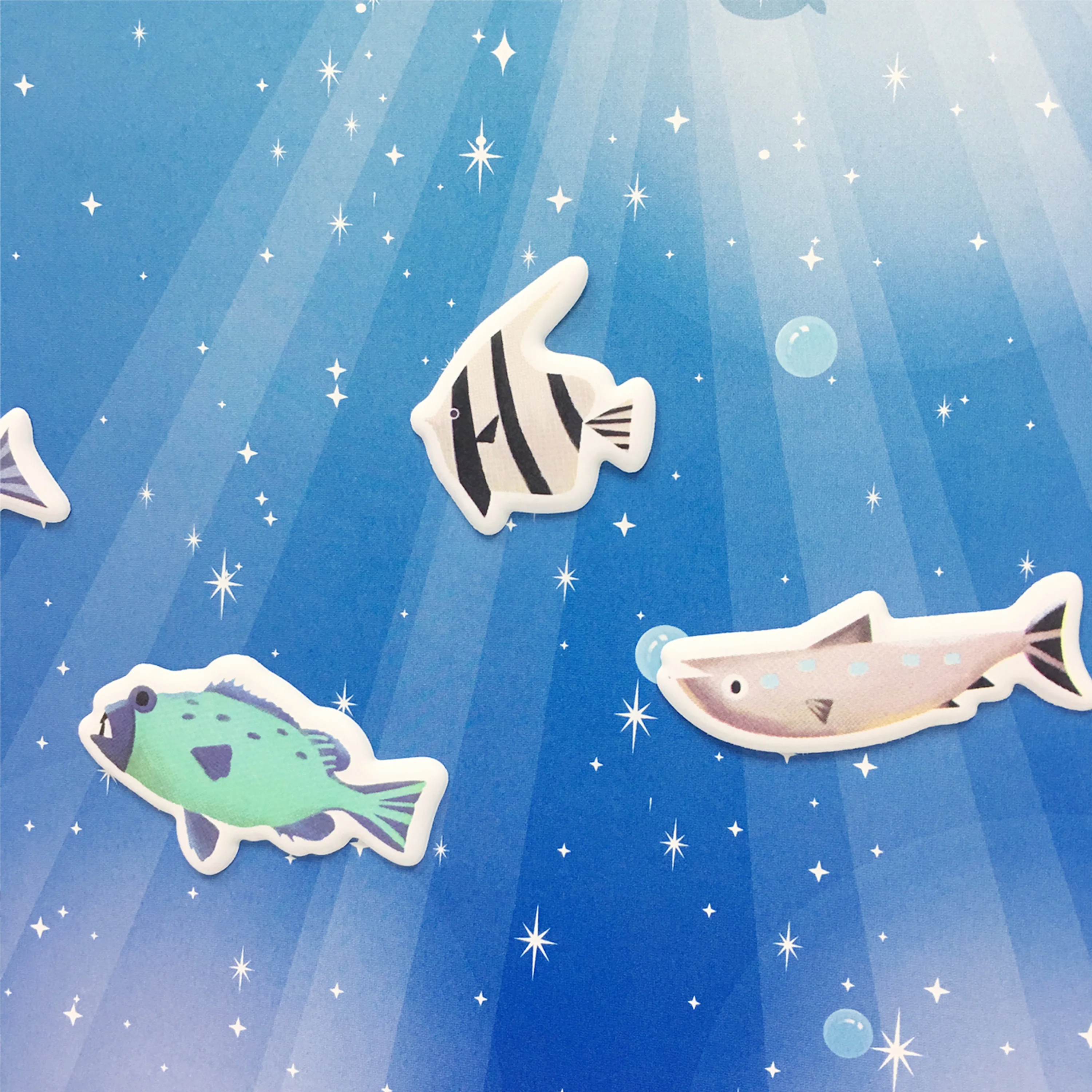 海洋海鱼美人鱼主题蓝色可爱泡泡贴纸玩具装饰品为孩子儿童派对玩具