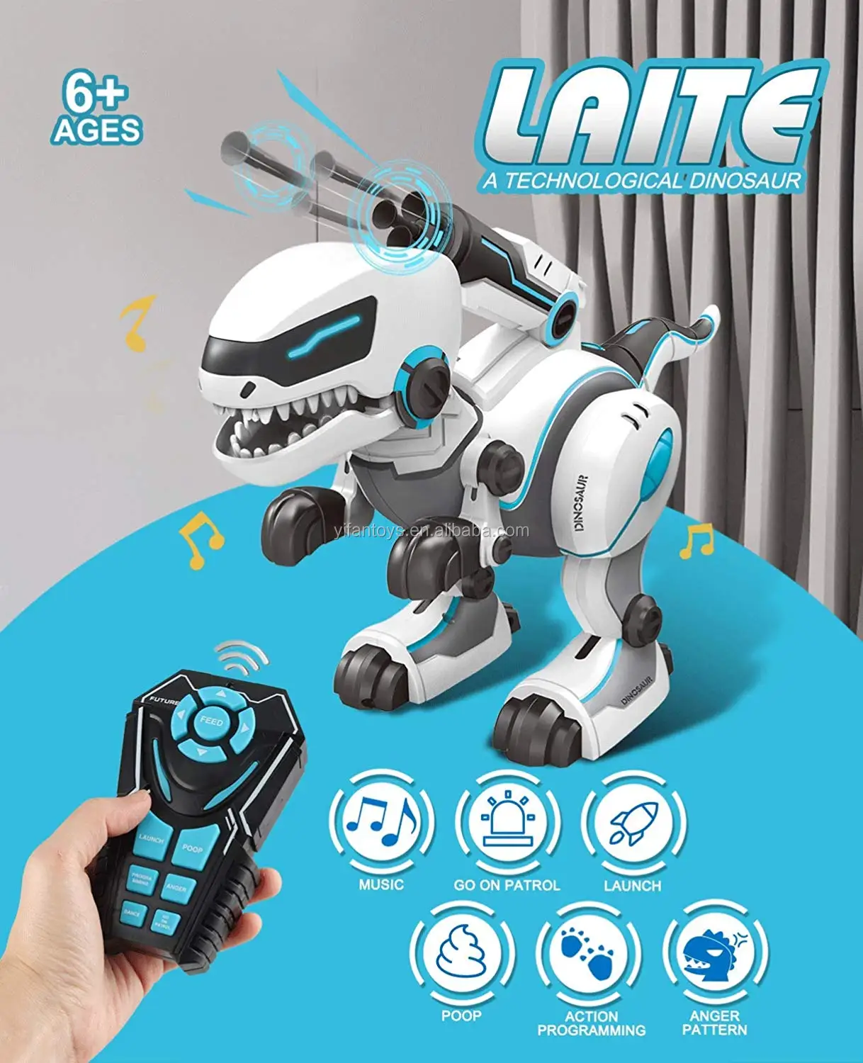 Details about   RC Dinosaur Robot Toy Smart Programmable Interactive Walk Sing Dance Kids Gift 