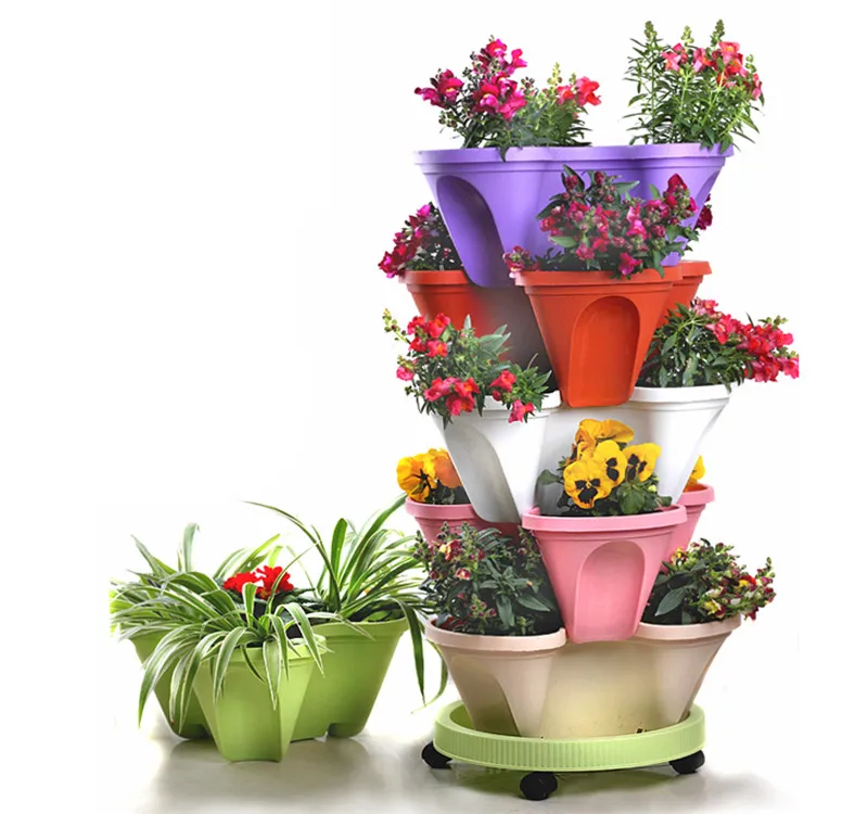 stackable strawberry herb flower vegetable planter balcony