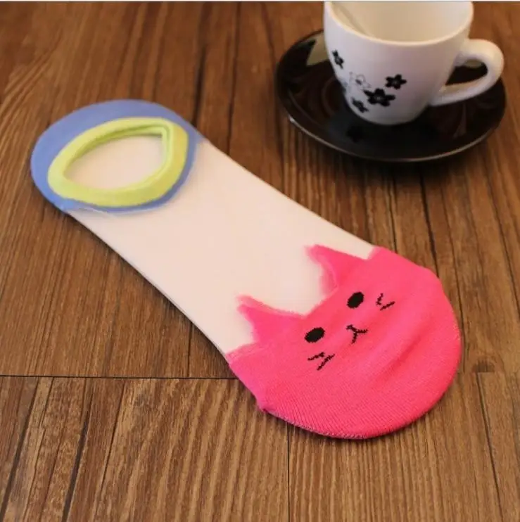 buy 女性透明袜子袜子女性透明,可爱的猫咪袜子透明袜子,在股票袜子
