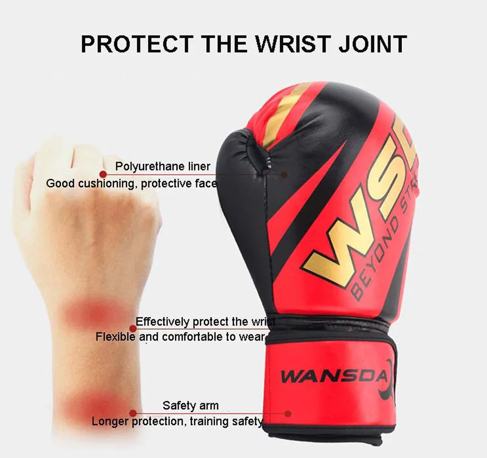 PU Kick Boxing Gloves for Men Women Karate Muay Thai Guantes De Boxeo Free Fight MMA Sanda Training Adults Kids Equipment