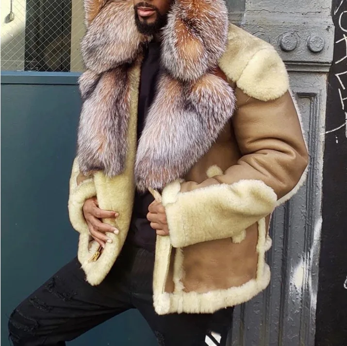 mens full length faux fur coat