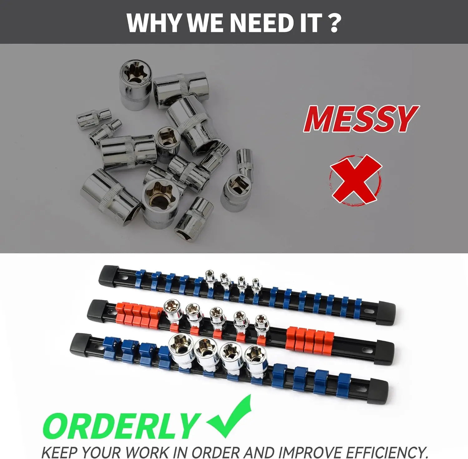 6-piece Heavy Duty Socket Racks Holder Kit Abs Tools-socket Holder For ...