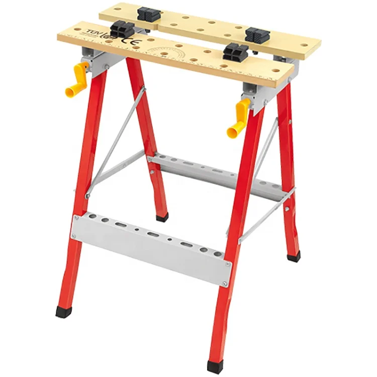 
Industrial foldable wooden work bench metal sawhorse 