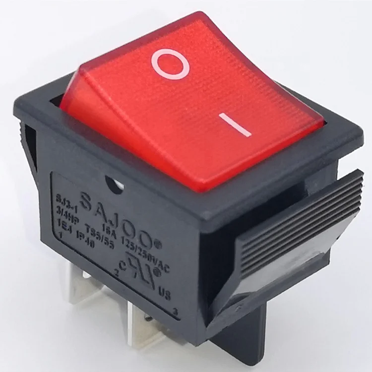 SAJOO Toggle Rocker Switch Led 16A 125VAC T85 4Pin 12V OFF-ON/ON-OFF-ON IP40 Waterproof ENEC Certification Pushbutton Switches