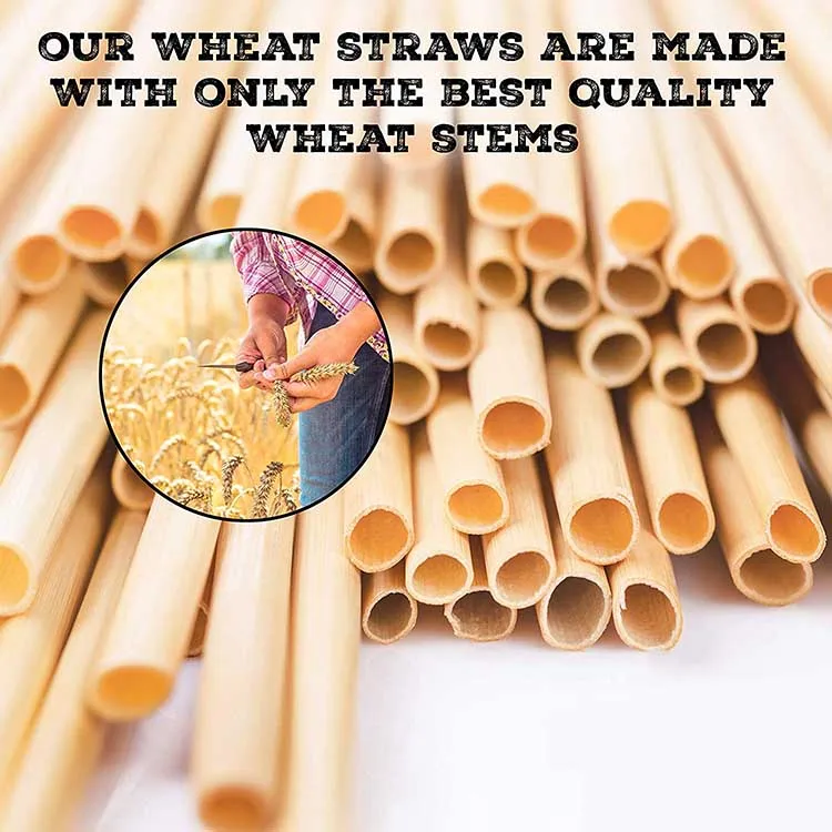 Eco Friendly Wheat Straw Drinking Straws Reusable Biodegradable