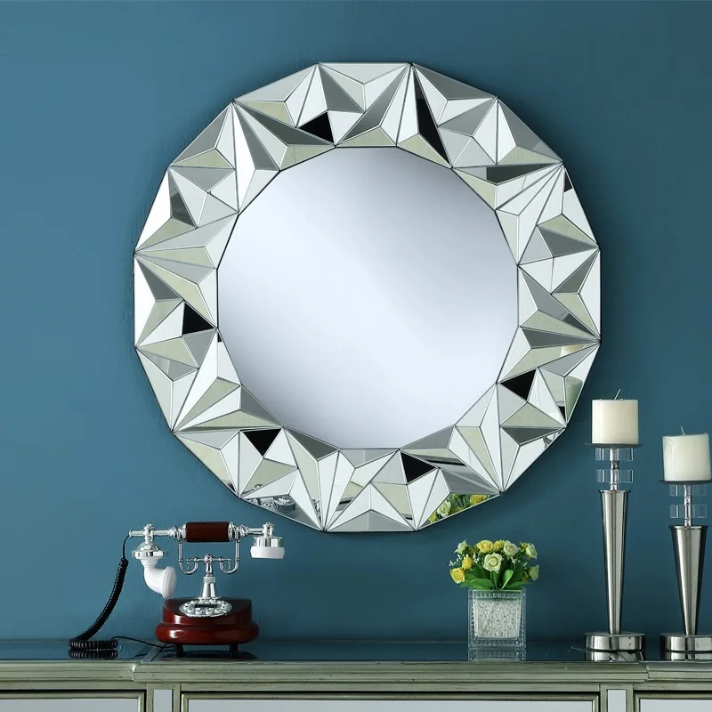 2020 现代银镜圆形镜子 3d 家居酒店俱乐部的装饰