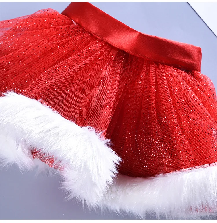 SUNTRADE Christmas Tutu Skirt Red Layered Ballet Tulle Christmas Party with Headband