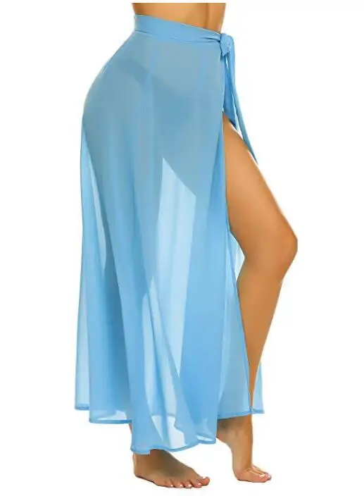 Sexy Summer Beach Cover Ups See Through Black Custom Chiffon Long Skirt