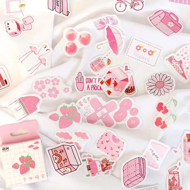 50pcs cute plant stationery stickers kawaii drink stickers paper