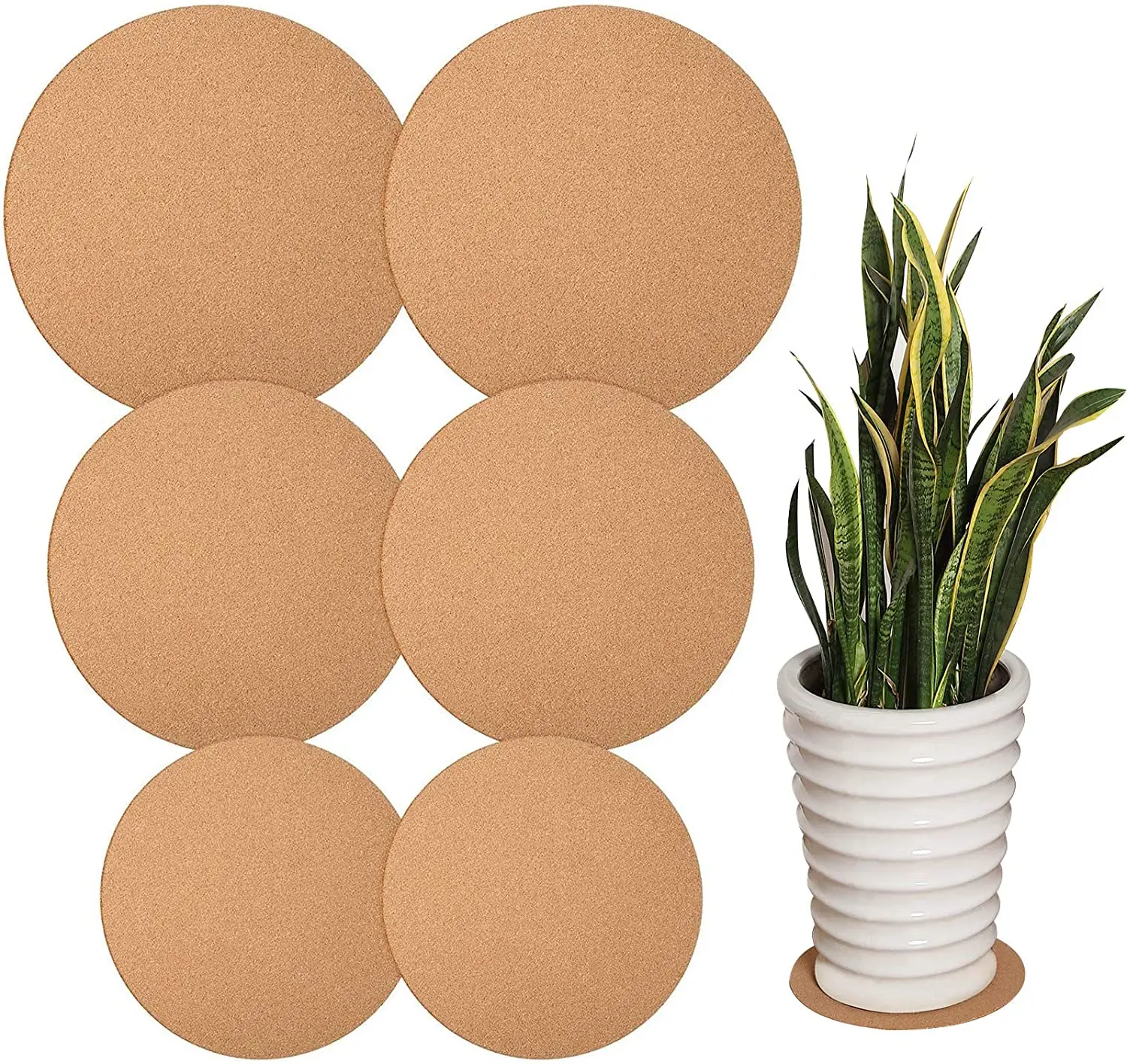 6 Pieces Coaster Absorbent Cork Bar Cork Mat Round Plant Coasters Soft ...