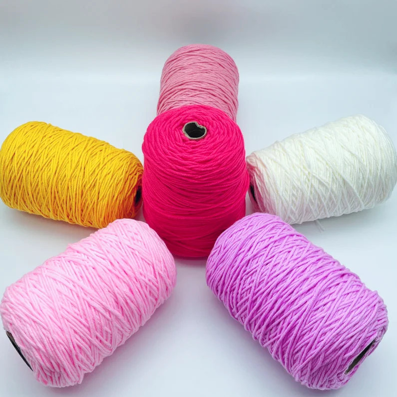 Wholesale Acrylic Wool Yarn Cone 400g 3mm 8ply Milk Cotton Yarn Rugs