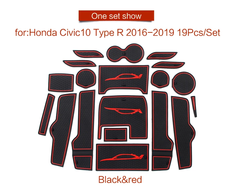 17X Car Interior Non-slip Door Slot Mat Pad Cup Holder For Honda Civic 2016-2018