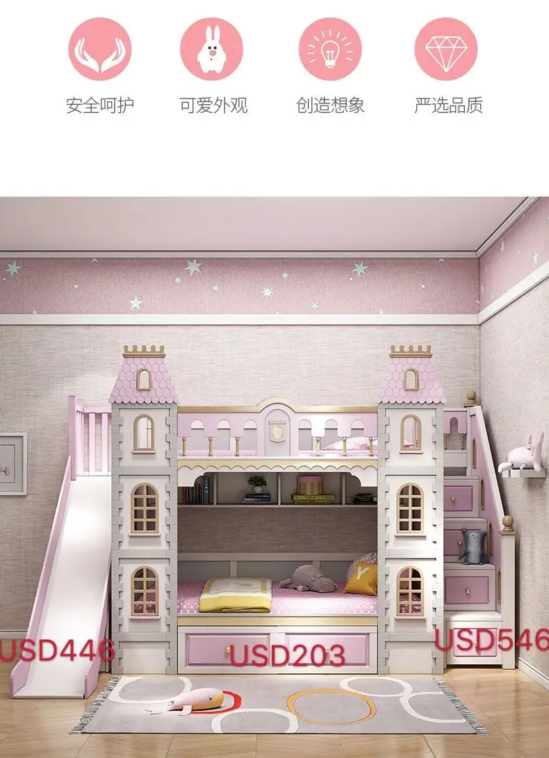 All Solid Wood Children S Princess Castle Bed Slide Buy Castle Bed Nordic Bedroom Furniture Children S Bed Product On Alibaba Com