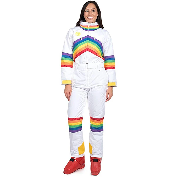 rainbow one piece ski suit