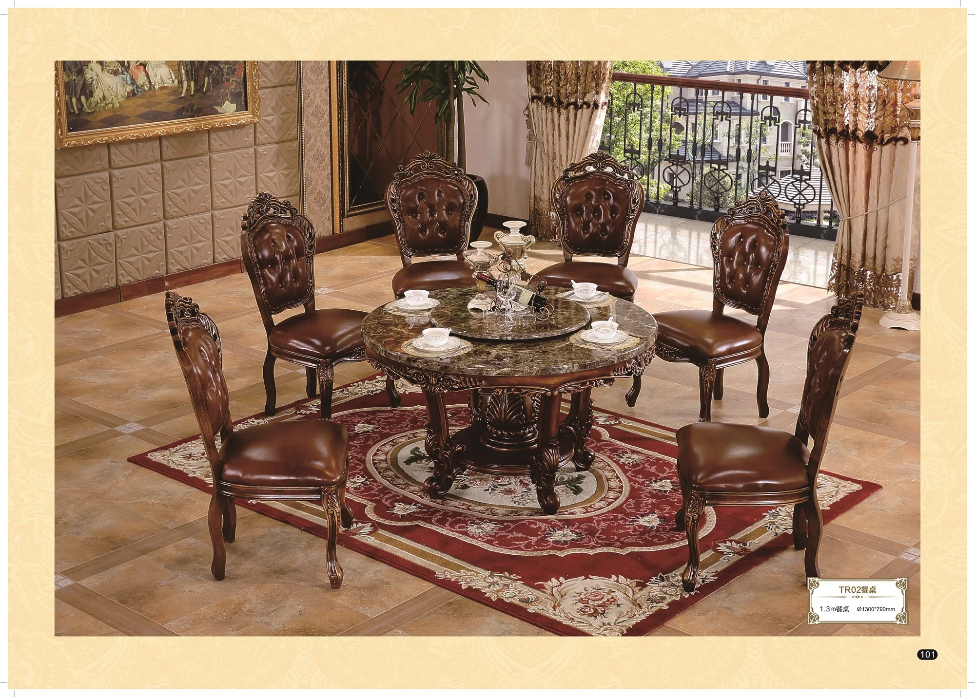 European Luxury Style Dining Room Sets Marble Top Solid Wood Dining European Luxury Style Dining Room Sets Marble Top Solid Wood Dining