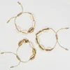 Blingbling golden shell woven adjustable natural sea shells bracelet vacaction body ornament
