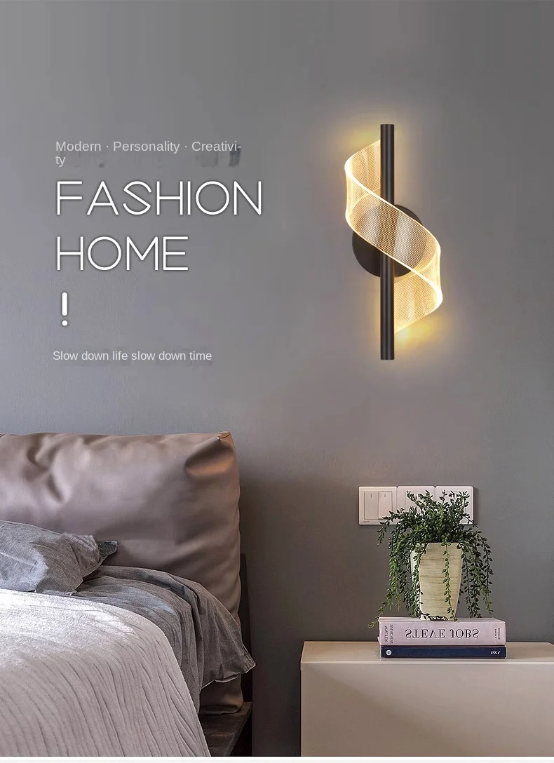 product modern minimalist nordic led bedside lamp cross border ultra bright aluminum for bedroom living room aisle background wall light-0