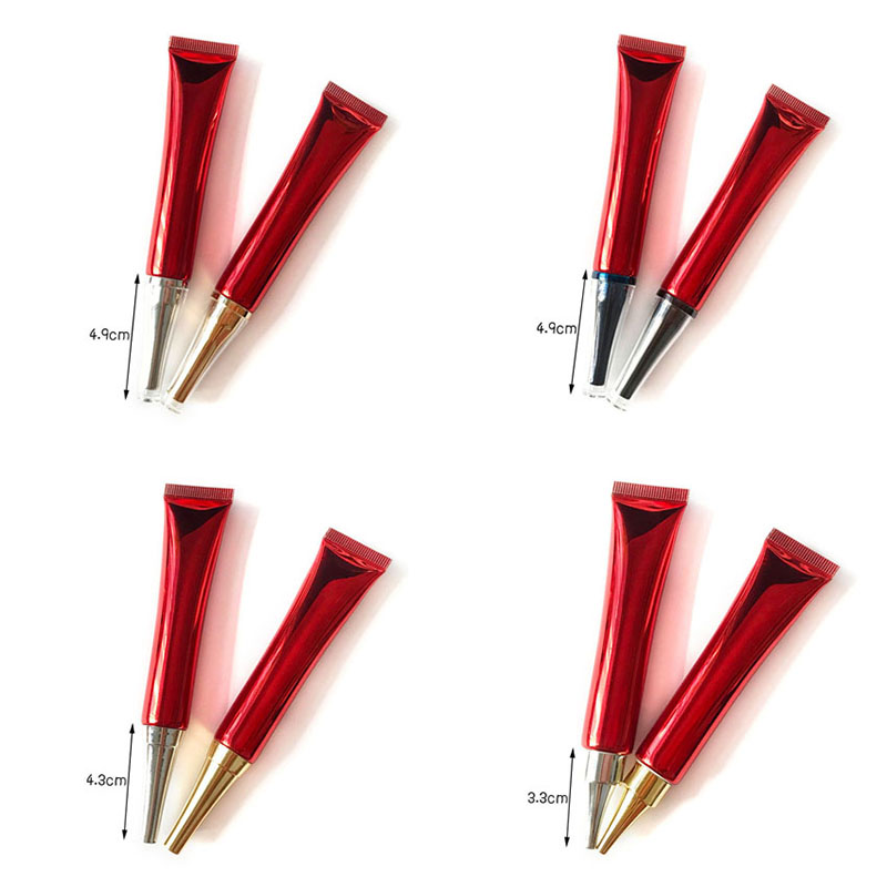 Gold Red Lip Gloss Squeeze Tube Transparent Inner Stopper Tubes Magic