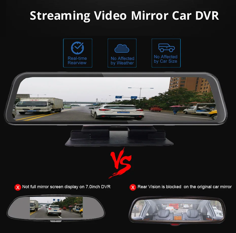 JUNSUN A910 9.35" Car DVR Quad-Core Rearview Mirror Video GPS WiFi Dash Cam FM