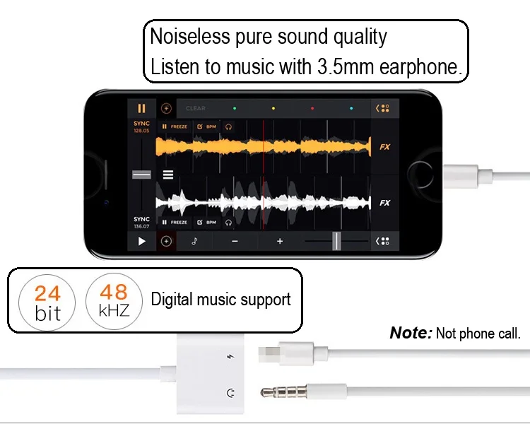 Aanhankelijk Kort leven wetenschapper Noiseless 2 In 1 For Lightning To 3.5mm Headphone Jack Audio Charge Adapter  For Iphone 7 8 X - Buy 2 In 1 For Lightning Adapter 3.5mm,2 In 1 Audio  Charge Adapter