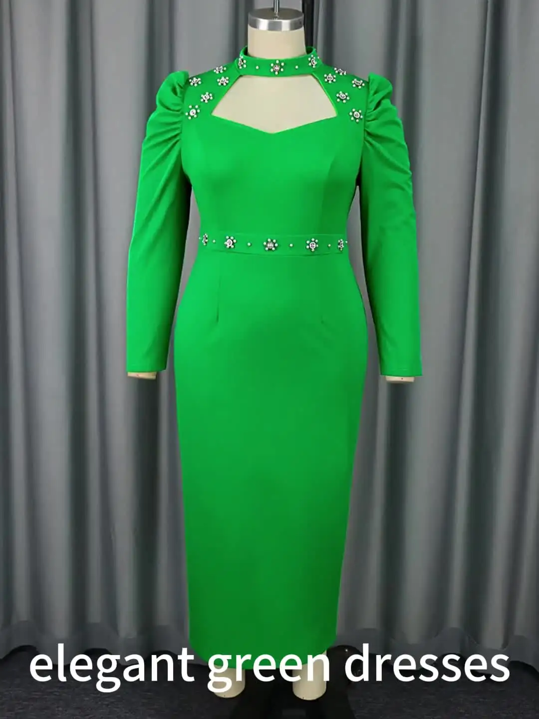 Wholesale Elegant Green Dresses Long Bodycon Dress Long Elegant Dresses,3 Pieces