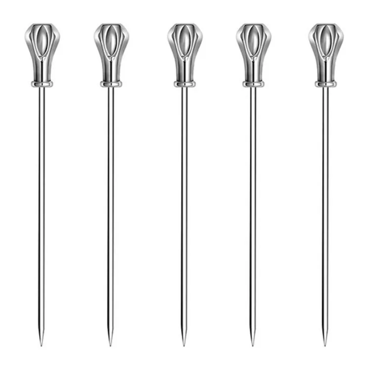 Cocktail Picks Stainless Steel Reusable Crown Martini Fruit Garnish