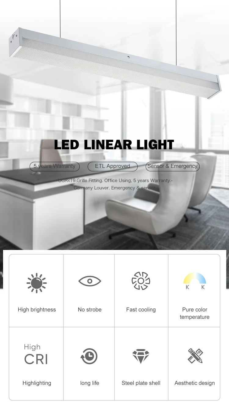 commercial stairwell light 2ft 8ft 18 25 36 45 watt  prismatic lens linear 4ft led wraparound light fixture