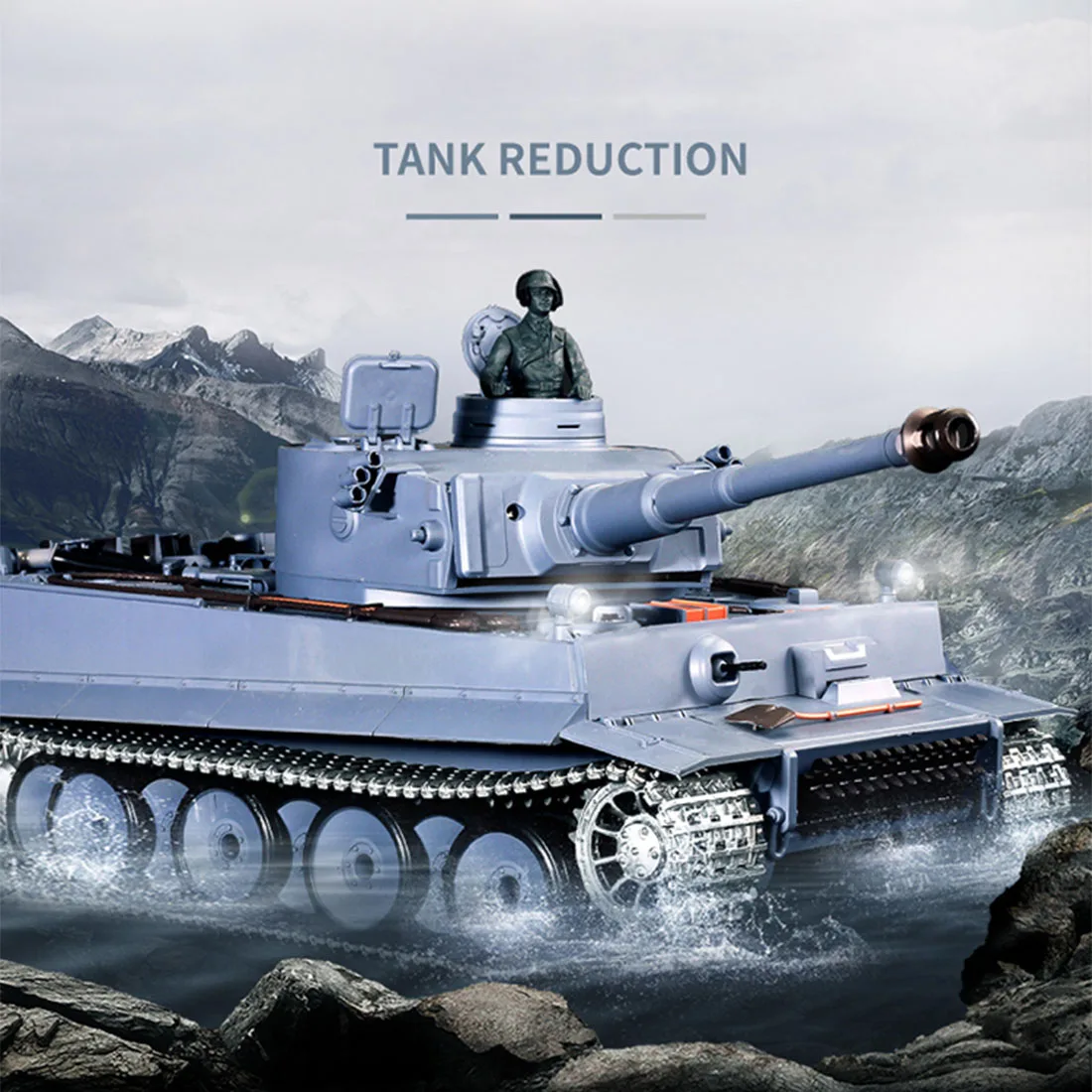 1:16德虎式重型坦克2.4g遥控模型军用坦克声烟射击效果-金属升级版