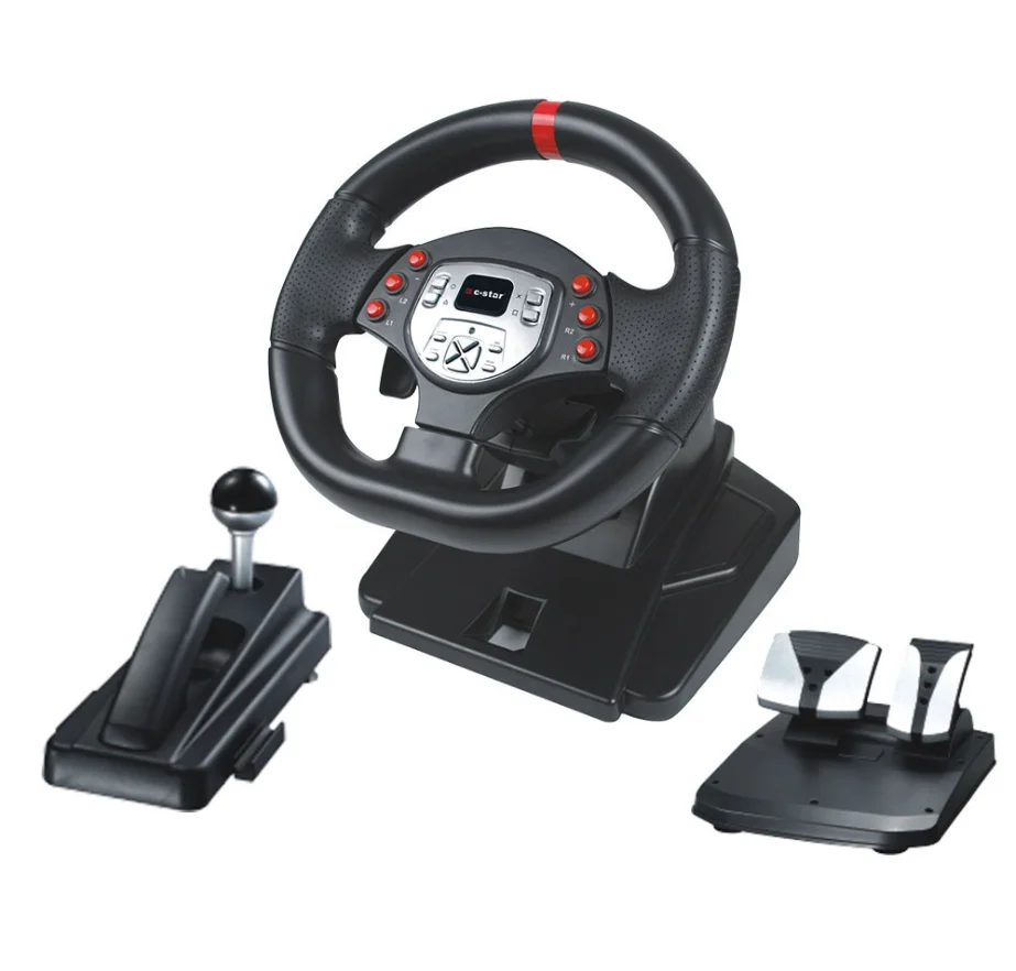 180 Degree Rotation Gaming Vibration Racing Steering Wheel With Pedals For XBOX 360 For PS2 For PS3 PC USB Car Steering Wheel 
