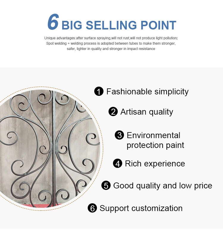 Ornamental Fence Picket Panels Wrought Iron Outdoor Garrison Fence