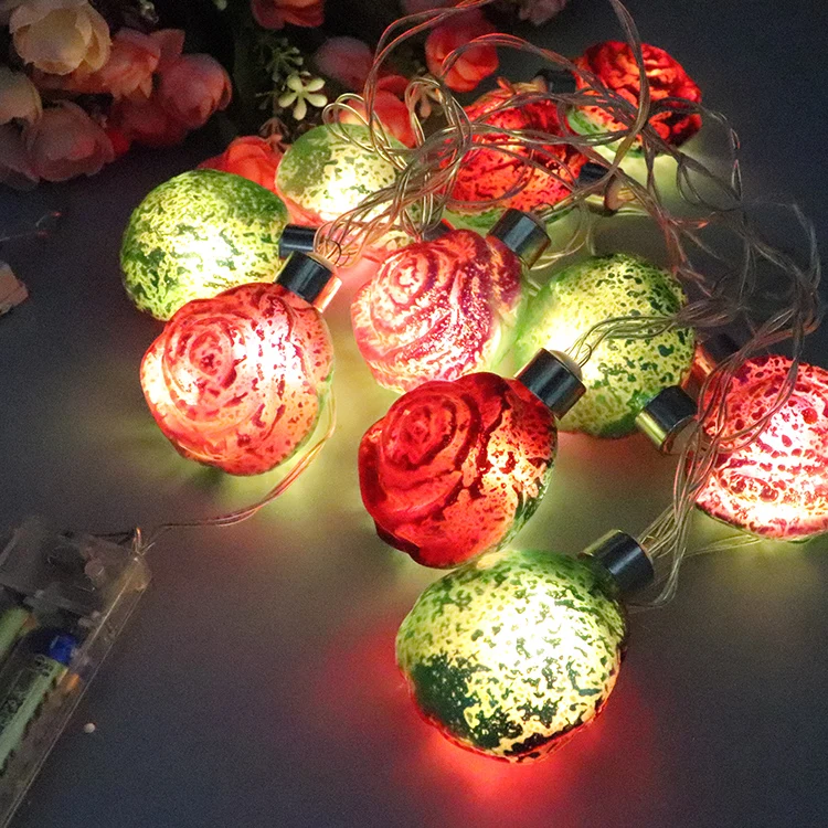 28.3m low voltage glass fancy led vintage hanging rose flower string light garden patio