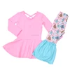Fashion 2 Pieces Clothes Set Solid T-shirt With Pant Outfits Cute Snow Man Pattern Leggings Matched Shirts Set