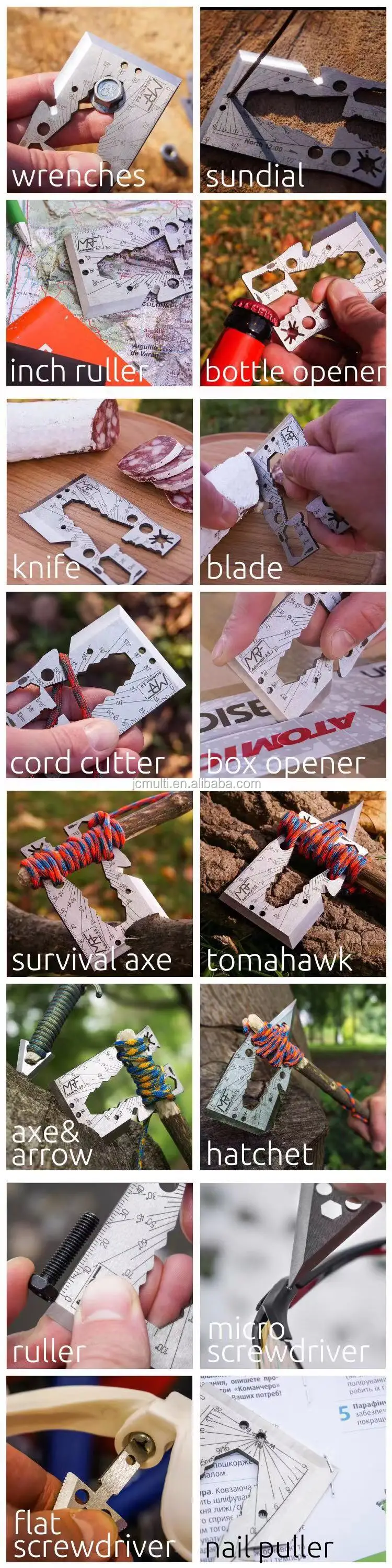 Multi Function Camping Tool Card With Axe And Arrow