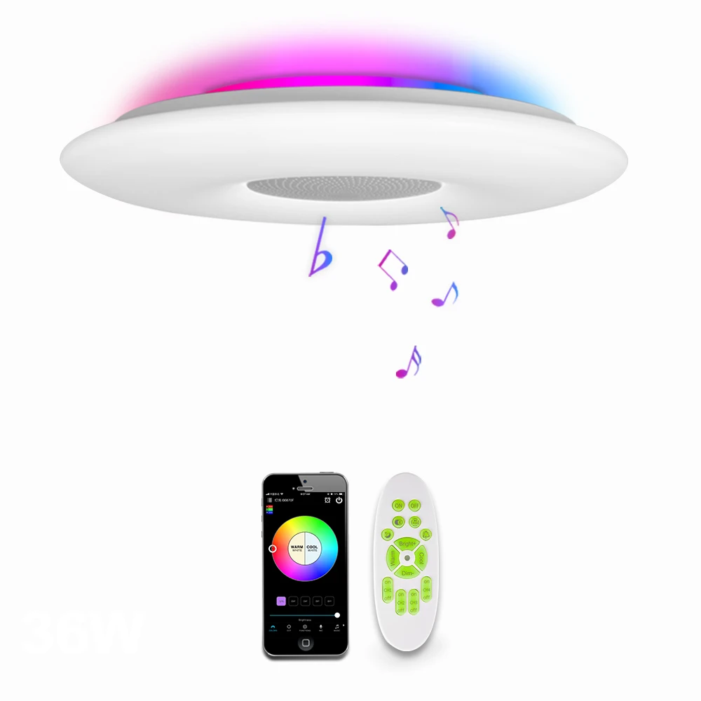 house lighting ceiling with speaker 19.6 inch  68 W voice control APP remote controller wall switch