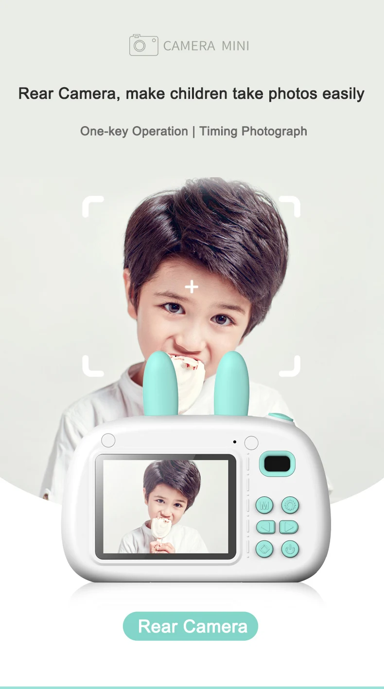 Cute A3 Kids Camera Toys 2.4 inches Digital Kids Camera Front Camera 800w Pixels Double-flashlight Support 32G