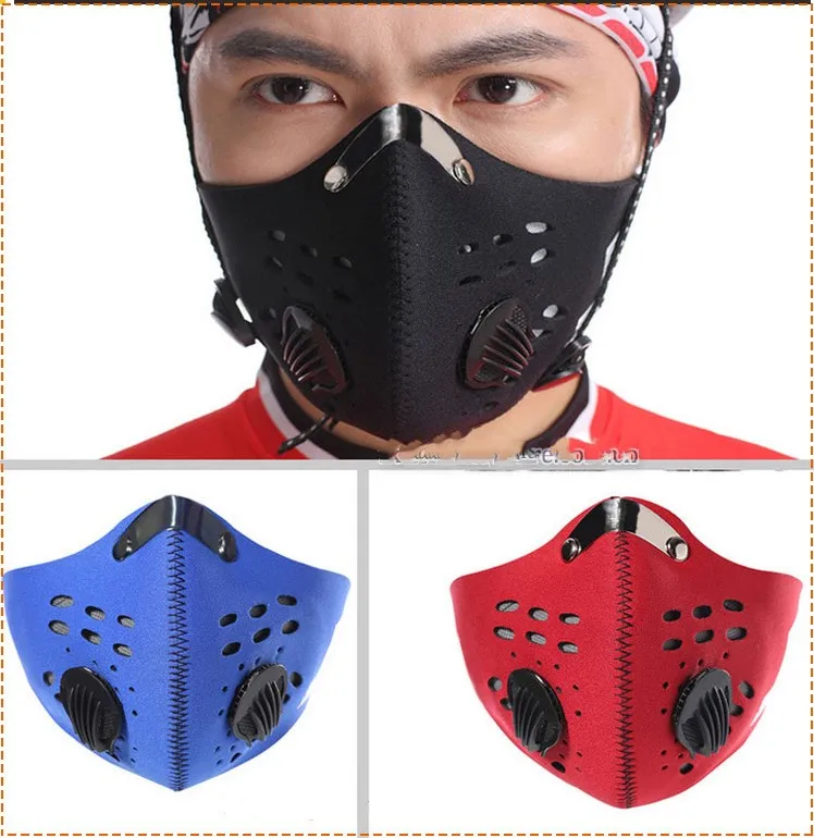 
Factory price Anti Virus Dustproof PM 2.5 Neoprene riding face Masks motorcycle cycling reusable mask with exhalation valves 