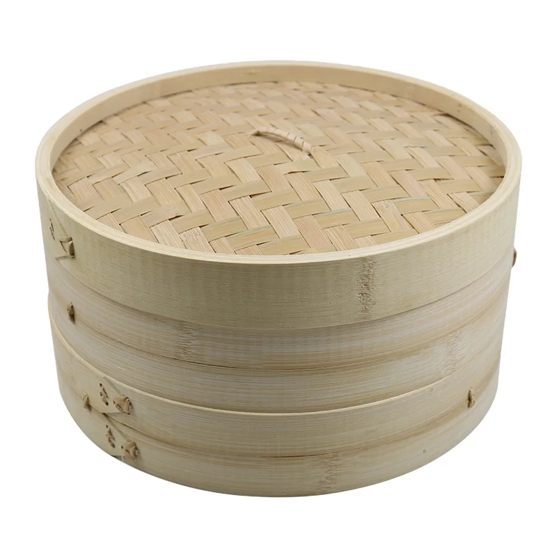 26cm 4 tamaños 2 niveles Nueva cesta de bambú china Arroz natural Cocina Cocina Vaporizador con tapa