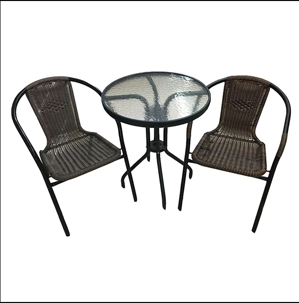 Popular Outdoor Round Glass Coffee Table Terrace Table And Chair Sets