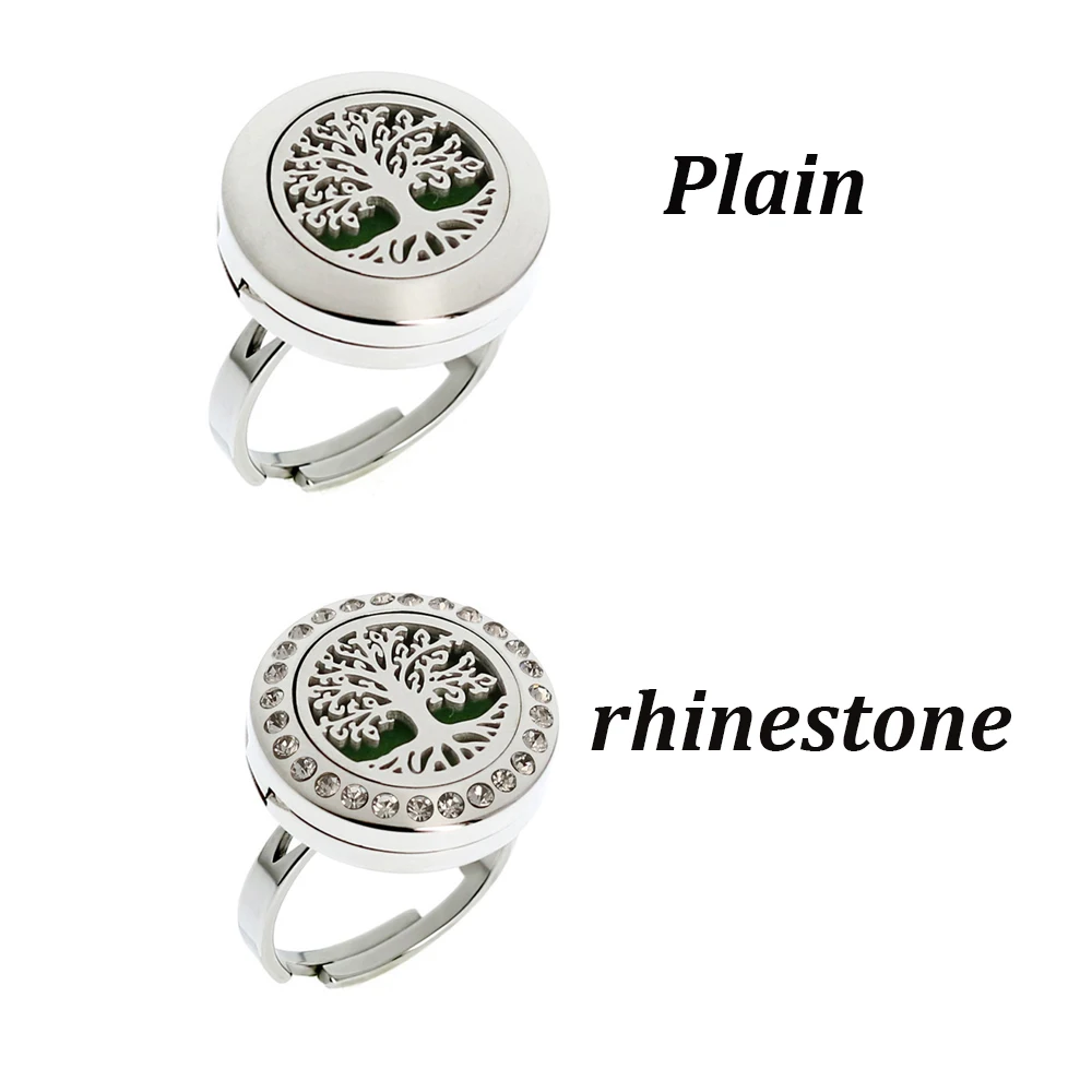 20mm Just Breathe Tree Of Life Stainless Steel Diffuser Locket Ring