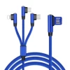 RC-19 Blue 3 in 1 90 Degree angle Fast Charging bend head USB cable for iPhone Type C Micro USB